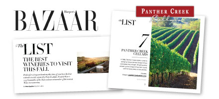 Panther Creek Named a Best Winery to Visit This Fall by Harper's Bazaar